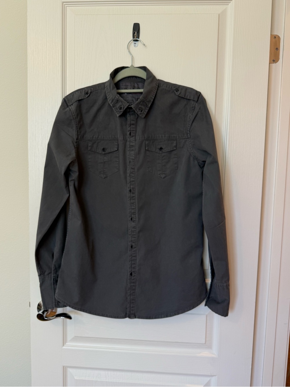 Joe's Jeans Unisex Military-style Charcoal Button-Down Shirt